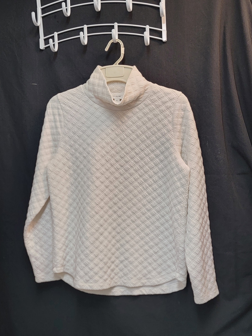 J. Crew Cream Quilted Turtleneck Sweater